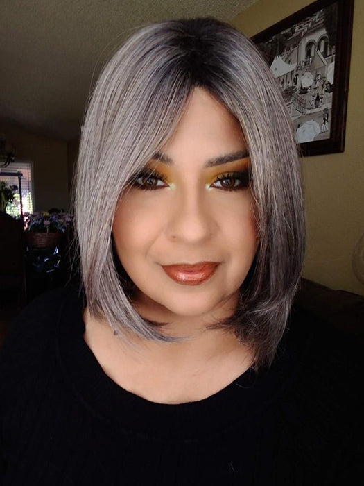 Best Long Bob Gray Rooted Synthetic Wig By imwigs