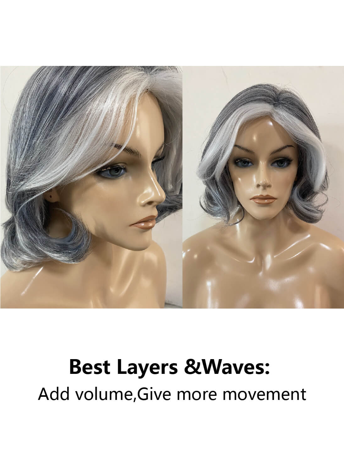 Medium Bob Mixed GrayWigs Synthetic Wig By imwigs