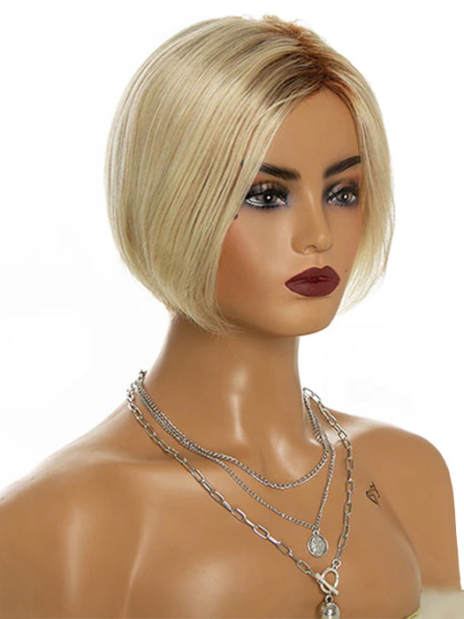 Short blonde human hair clearance bob wig