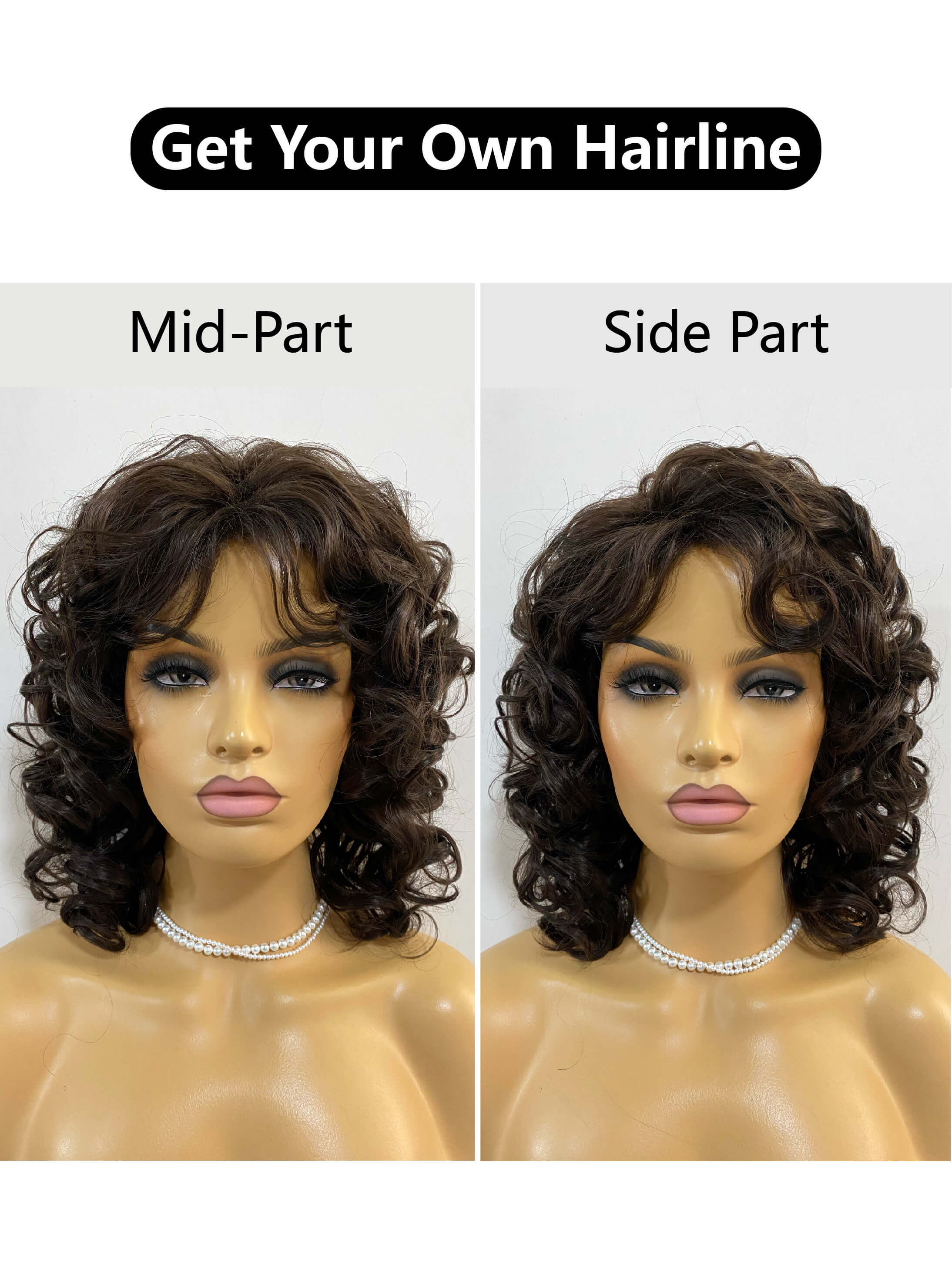 Shoulder Length Cut Spiral Curls Synthetic Wigs With Bangs By imwigs