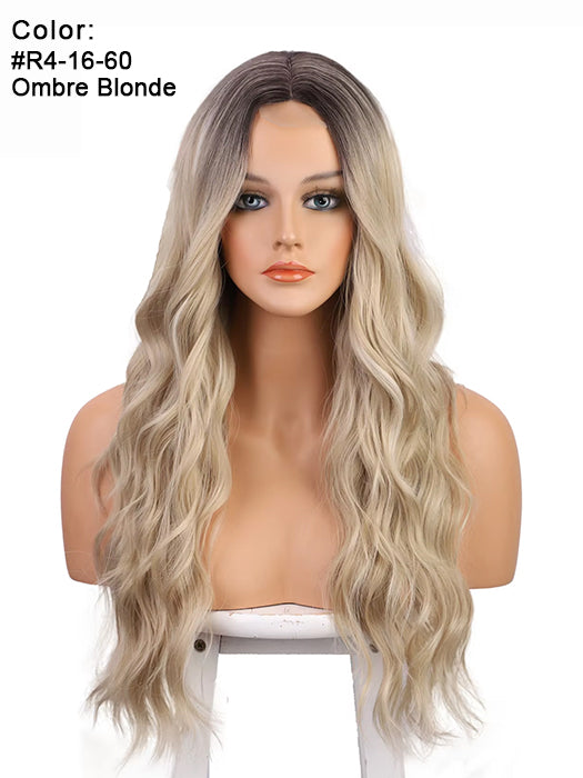 24 Inch Long Ombre Blonde Highlighted Waved Lace Part Wig By imwigs®