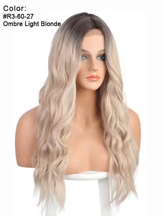 24 Inch Long Ombre Blonde Highlighted Waved Lace Part Wig By imwigs®