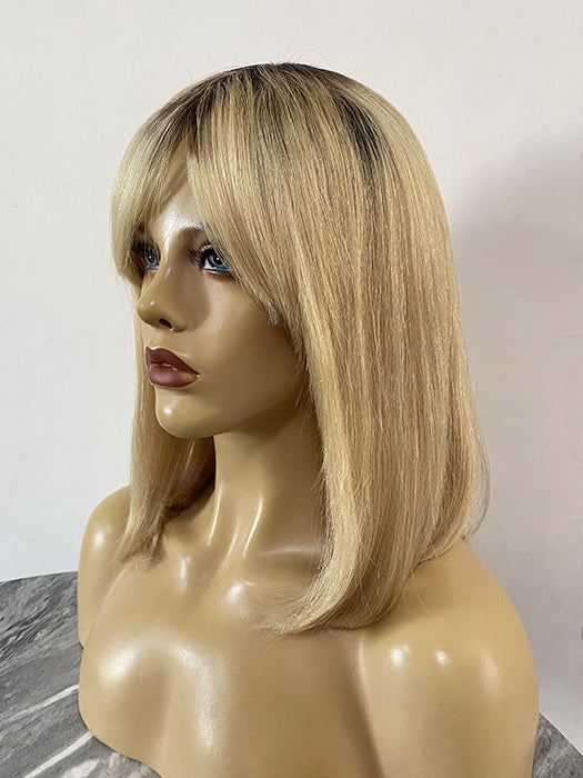 Perruques de cheveux humains blondes droites de longueur d'épaule soyeuse par imwigs®