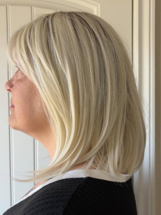 Romantic Bob Mono Part Rooted Synthetic Wig with Bangs By imwigs®