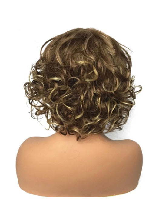 Highlighted Chin Length Curly Synthetic Wigs By imwigs®