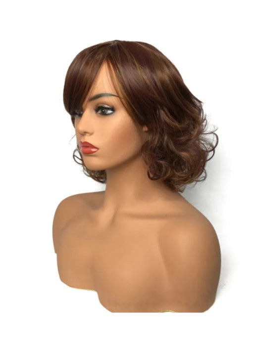 Highlighted Chin Length Curly Synthetic Wigs By imwigs®