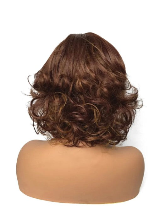 Highlighted Chin Length Curly Synthetic Wigs By imwigs®