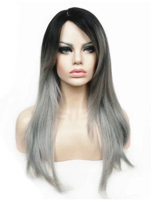 Ombre Gray Long Straight Layered Synthetic Wig By imwigs®