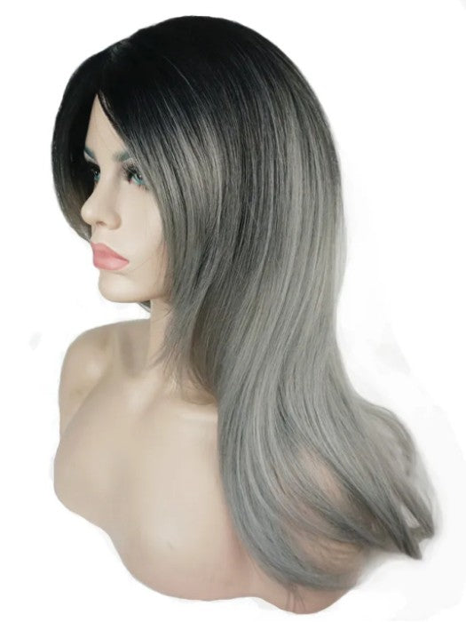 Ombre Gray Long Straight Layered Synthetic Wig By imwigs®