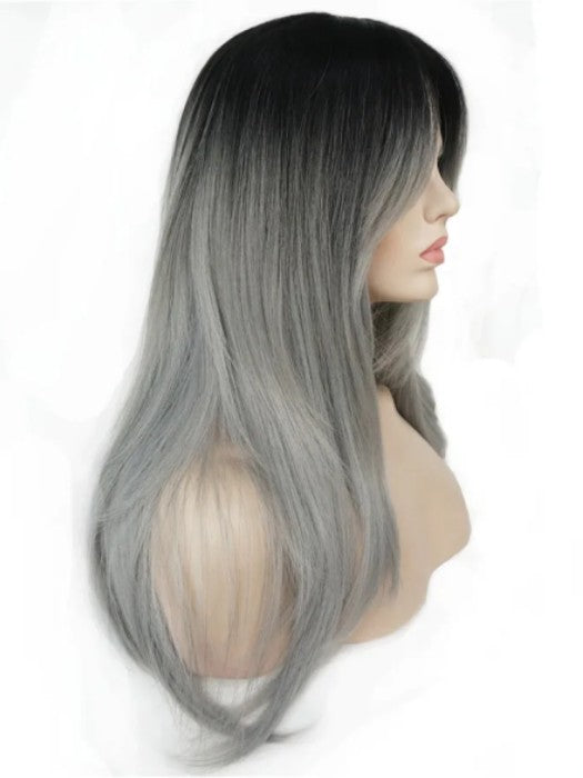 Ombre Gray Long Straight Layered Synthetic Wig By imwigs®