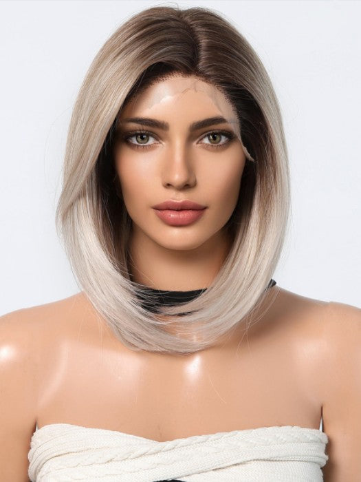 Shoulder Length Straight Bob Rooted 13 "×6＂Lace Frontal Synthetic Wigs By imwigs®