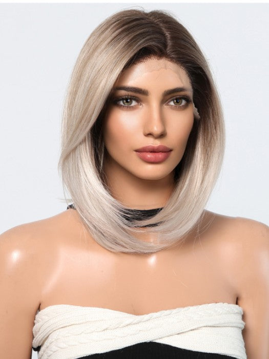 Shoulder Length Straight Bob Rooted 13 "×6＂Lace Frontal Synthetic Wigs By imwigs®