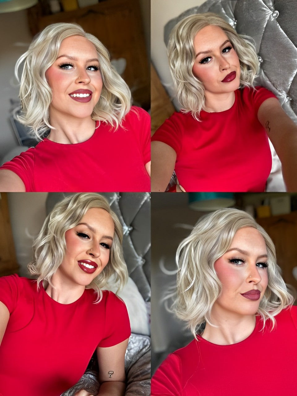 Trendy Short Bob Wavy Blonde Lace Front Synthetic Wigs By imwigs®