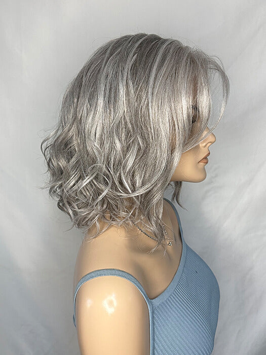 Middle Length Wavy Curly Gray Wigs Lace Front Synthetic Wigs By imwigs