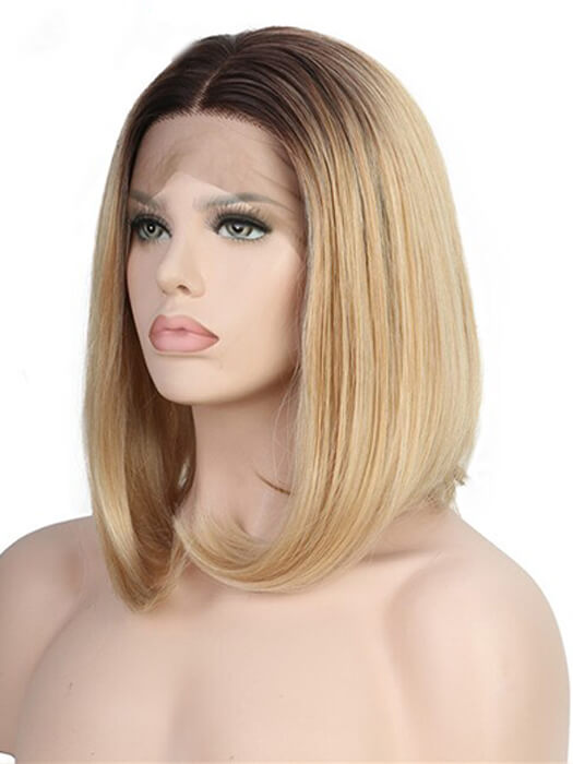 Medium Bob Wigs Straight Lace Front Synthetic Wigs With Roots By imwig