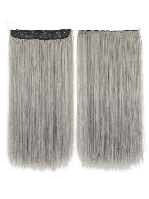 Lange graue lockige und glatte vierteilige Haarverlängerungsstücke (Synthetik) von imwigs® 