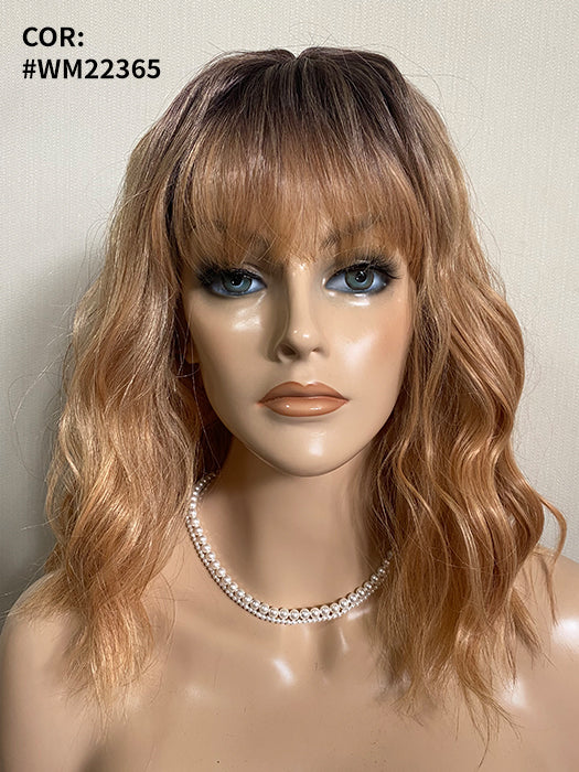 Newest Medium 13 Inch Wavy Synthetic Wig With Bangs By imwigs