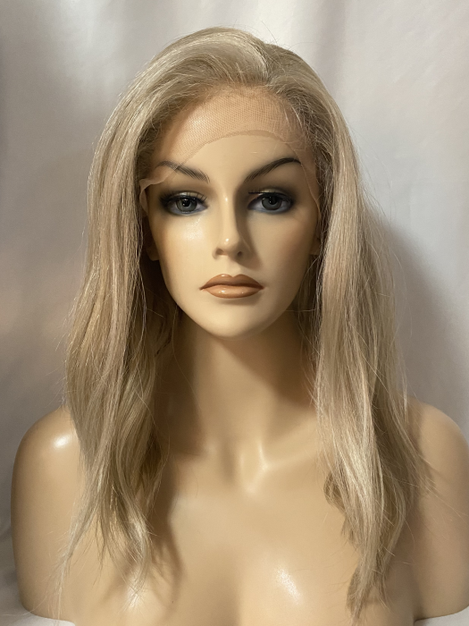 Perruque synthétique longue ondulée blonde avec raie en dentelle par imwigs®
