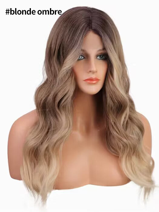 24 Inch Long Ombre Blonde Highlighted Waved Lace Part Wig By imwigs